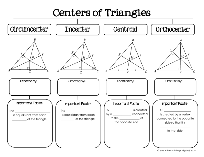 Centers of triangles worksheet answer key