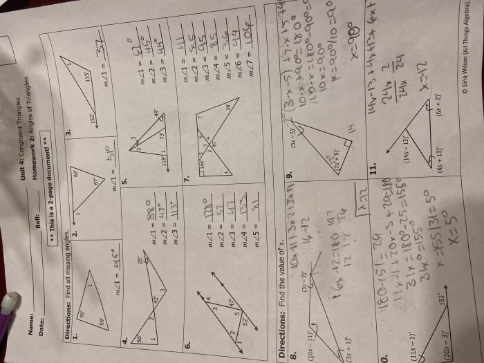 Centers of triangles worksheet answer key