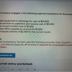 Terrapin company engages in the following external transactions for november